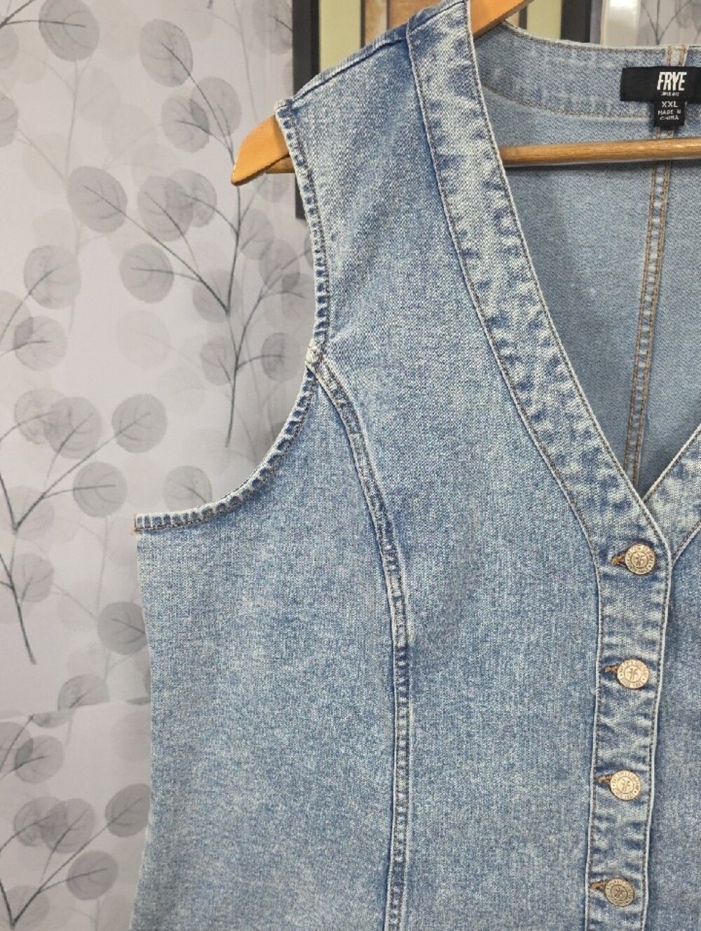 Frye Light Wash Denim Button-Front Mini Dress - Picture 5 of 7